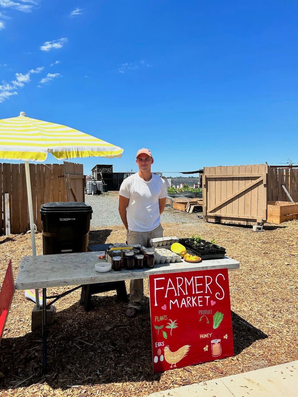 Etienne Doidic at the pilot farm&rsquo;s farm stand.
